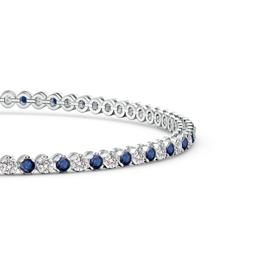 1.5mm AA Classic Round Sapphire and Diamond Tennis Bracelet in White Gold Side 199