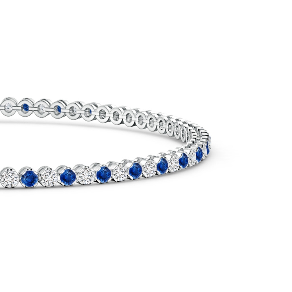 1.5mm AAA Classic Round Sapphire and Diamond Tennis Bracelet in White Gold Side 199