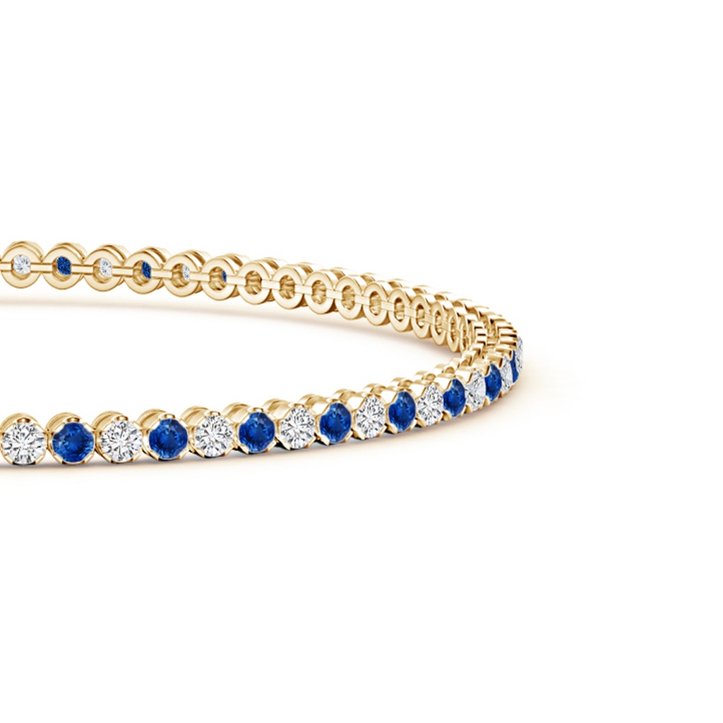 1.5mm AAA Classic Round Sapphire and Diamond Tennis Bracelet in Yellow Gold Side 199