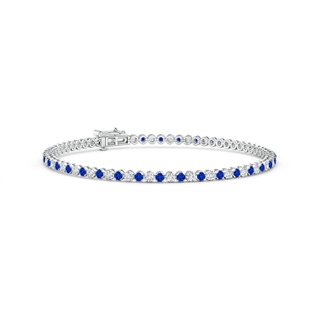 1.5mm AAAA Classic Round Sapphire and Diamond Tennis Bracelet in 9K White Gold
