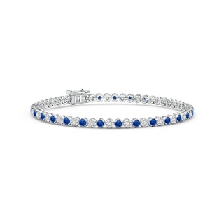 2.3mm AAA Classic Round Sapphire and Diamond Tennis Bracelet in White Gold