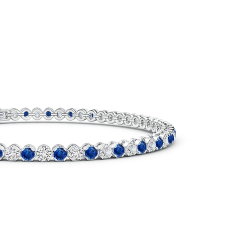 2.3mm AAA Classic Round Sapphire and Diamond Tennis Bracelet in White Gold - side 4