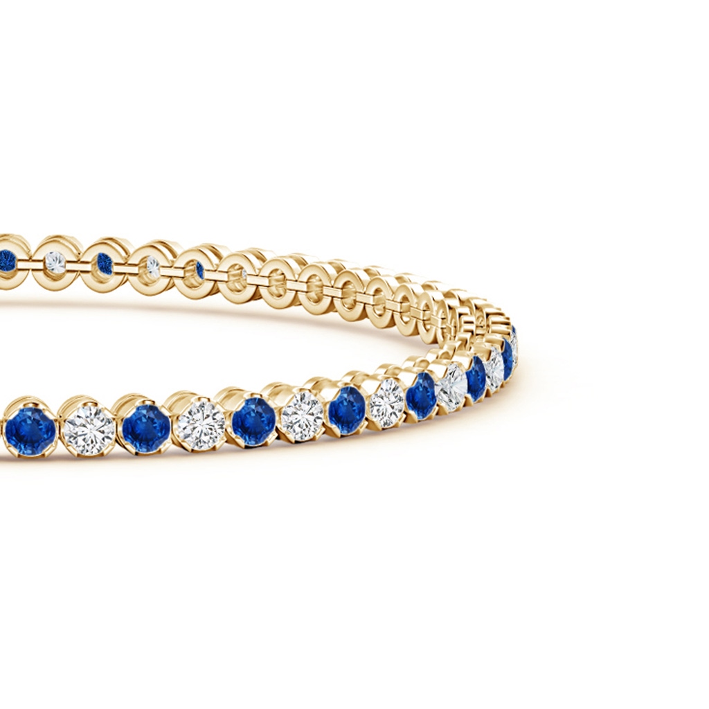 2.3mm AAA Classic Round Sapphire and Diamond Tennis Bracelet in Yellow Gold Side 199