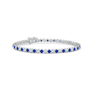 2.3mm AAAA Classic Round Sapphire and Diamond Tennis Bracelet in 9K White Gold