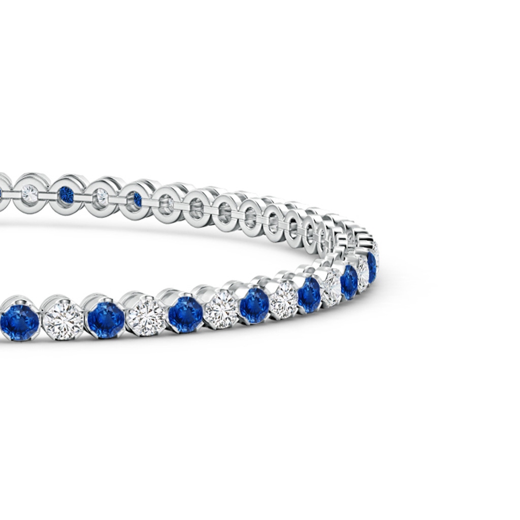 2mm AAA Classic Round Sapphire and Diamond Tennis Bracelet in White Gold Side 199