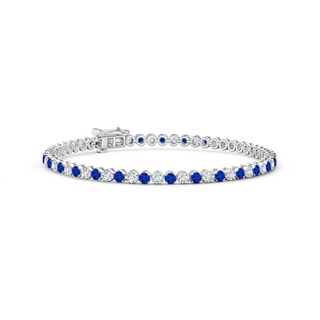 2mm AAAA Classic Round Sapphire and Diamond Tennis Bracelet in 9K White Gold