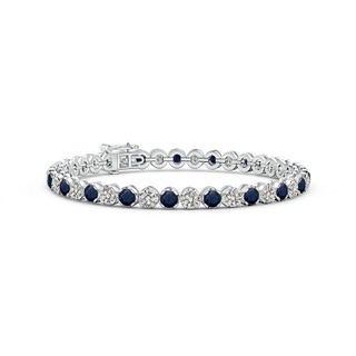 3.5mm A Classic Round Sapphire and Diamond Tennis Bracelet in 9K White Gold