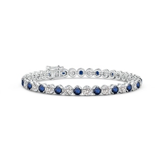 3.5mm AA Classic Round Sapphire and Diamond Tennis Bracelet in 9K White Gold