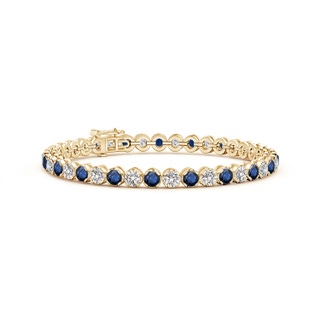 3.5mm AA Classic Round Sapphire and Diamond Tennis Bracelet in 9K Yellow Gold