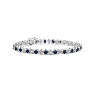 3mm A Classic Round Sapphire and Diamond Tennis Bracelet in 9K White Gold