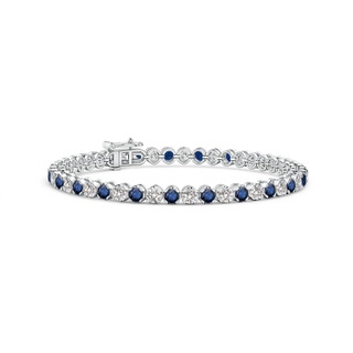 3mm AA Classic Round Sapphire and Diamond Tennis Bracelet in 9K White Gold