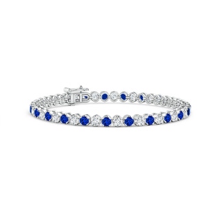 3mm AAAA Classic Round Sapphire and Diamond Tennis Bracelet in White Gold