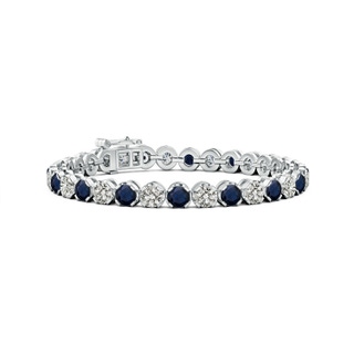 4.5mm A Classic Round Sapphire and Diamond Tennis Bracelet in 9K White Gold
