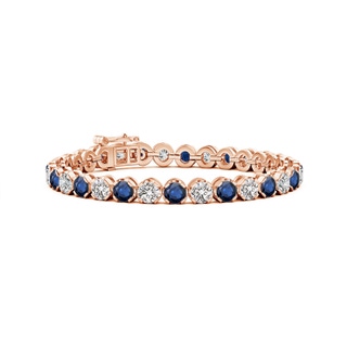 4.5mm AA Classic Round Sapphire and Diamond Tennis Bracelet in Rose Gold