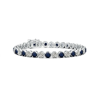 4mm A Classic Round Sapphire and Diamond Tennis Bracelet in 9K White Gold