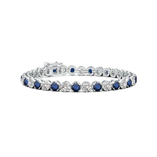 4mm AA Classic Round Sapphire and Diamond Tennis Bracelet in 9K White Gold