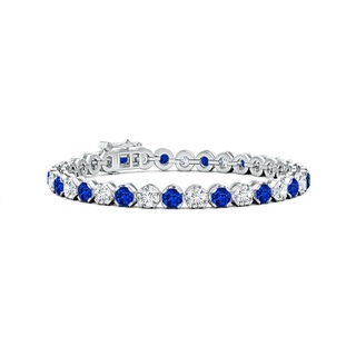 4mm AAAA Classic Round Sapphire and Diamond Tennis Bracelet in White Gold