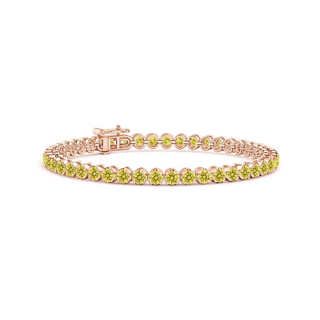 3mm AAAA Classic Round Fancy Intense Yellow Diamond Tennis Bracelet in Rose Gold