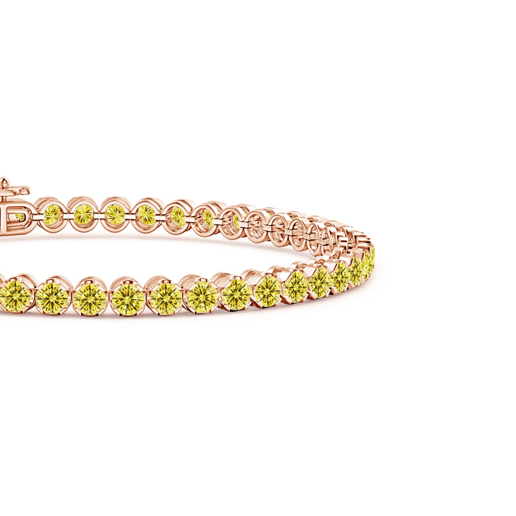3mm AAAA Classic Round Fancy Intense Yellow Diamond Tennis Bracelet in Rose Gold - side 199