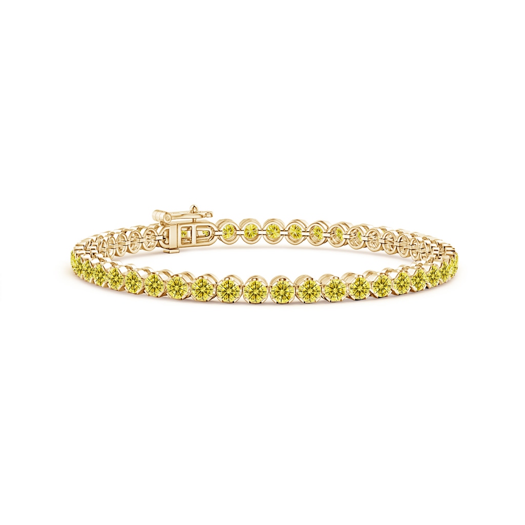 3mm AAAA Classic Round Fancy Intense Yellow Diamond Tennis Bracelet in Yellow Gold