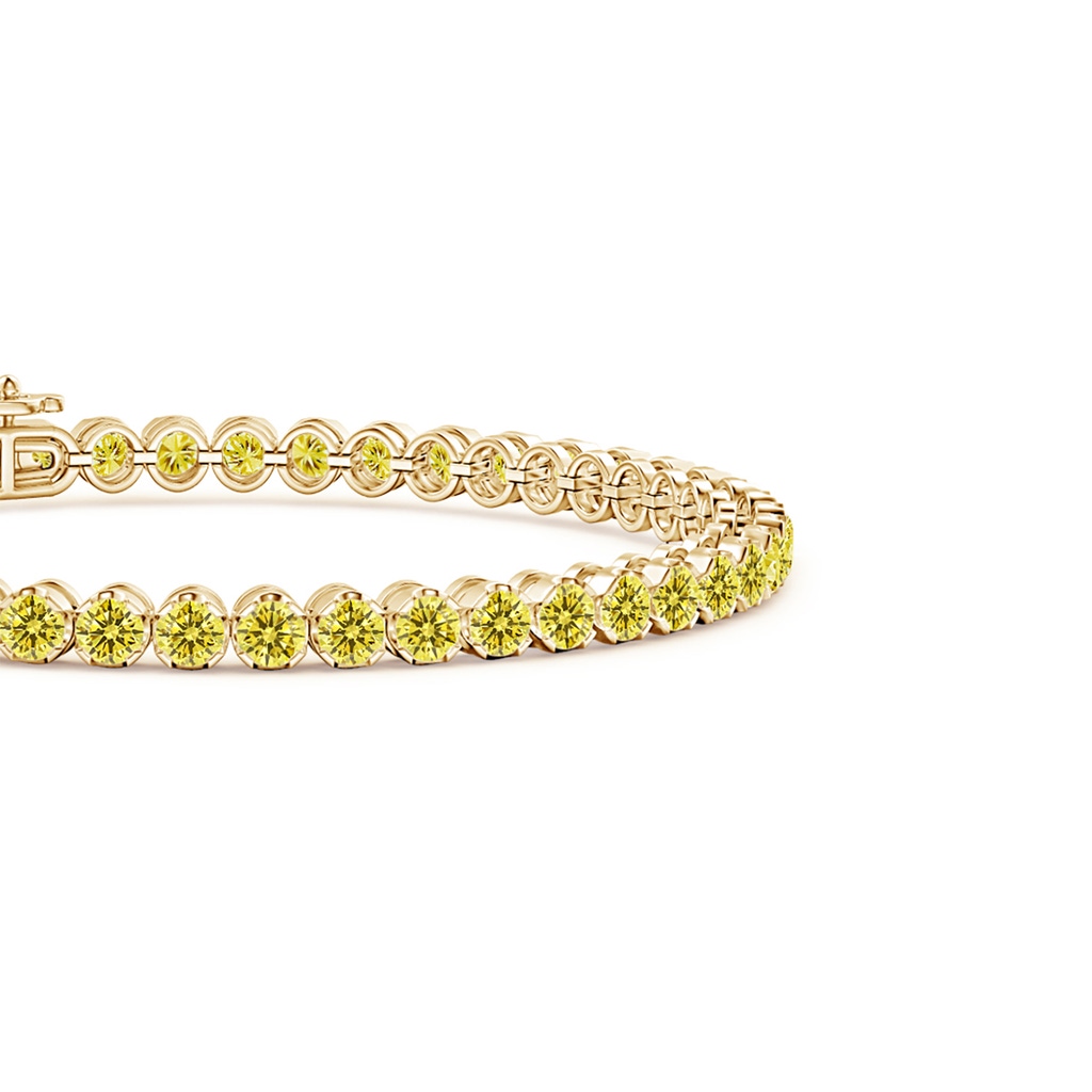 3mm AAAA Classic Round Fancy Intense Yellow Diamond Tennis Bracelet in Yellow Gold - side 199