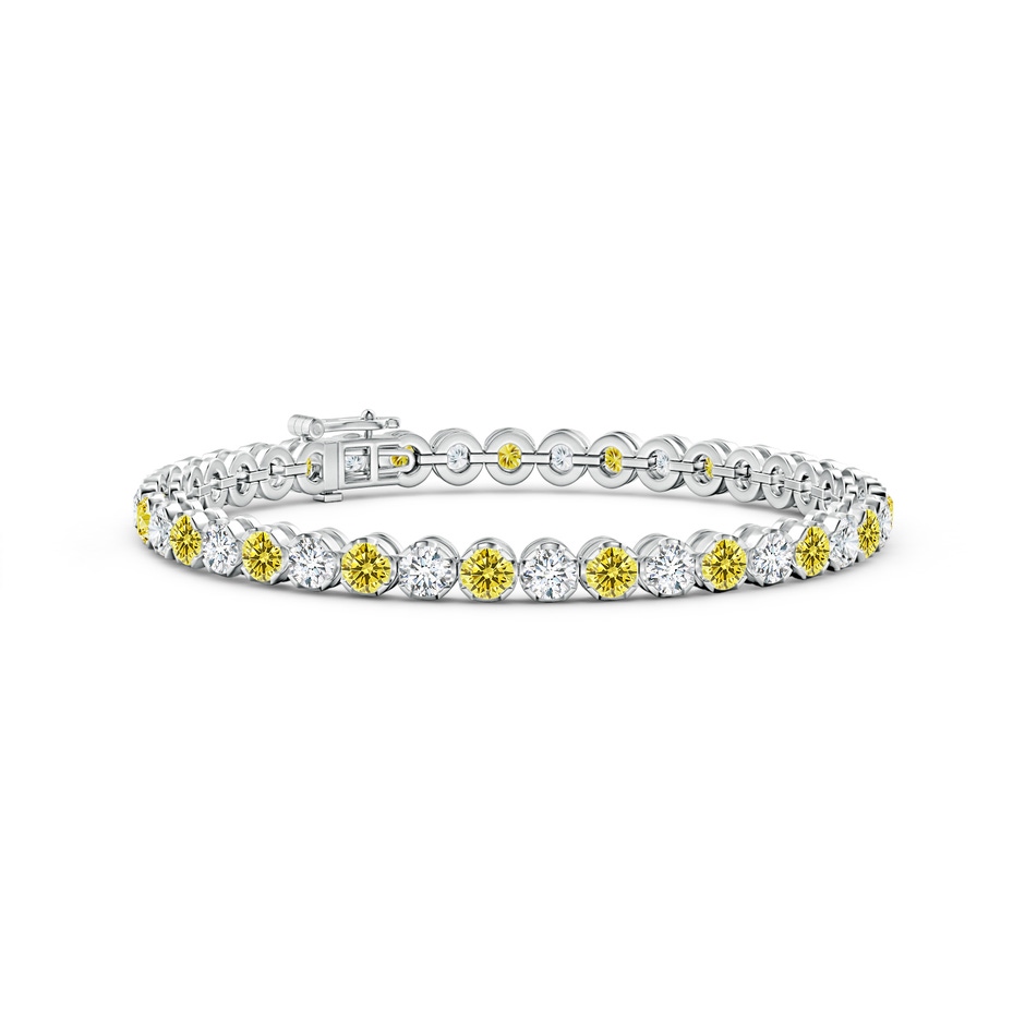 3.6mm AAAA Classic Round Fancy Intense Yellow and White Diamond Tennis Bracelet in White Gold 