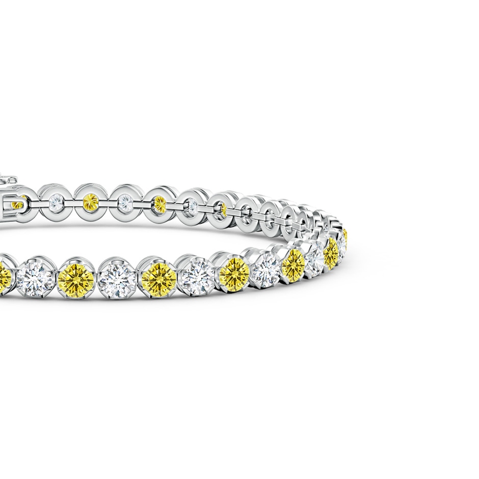 3.6mm AAAA Classic Round Fancy Intense Yellow and White Diamond Tennis Bracelet in White Gold side 199