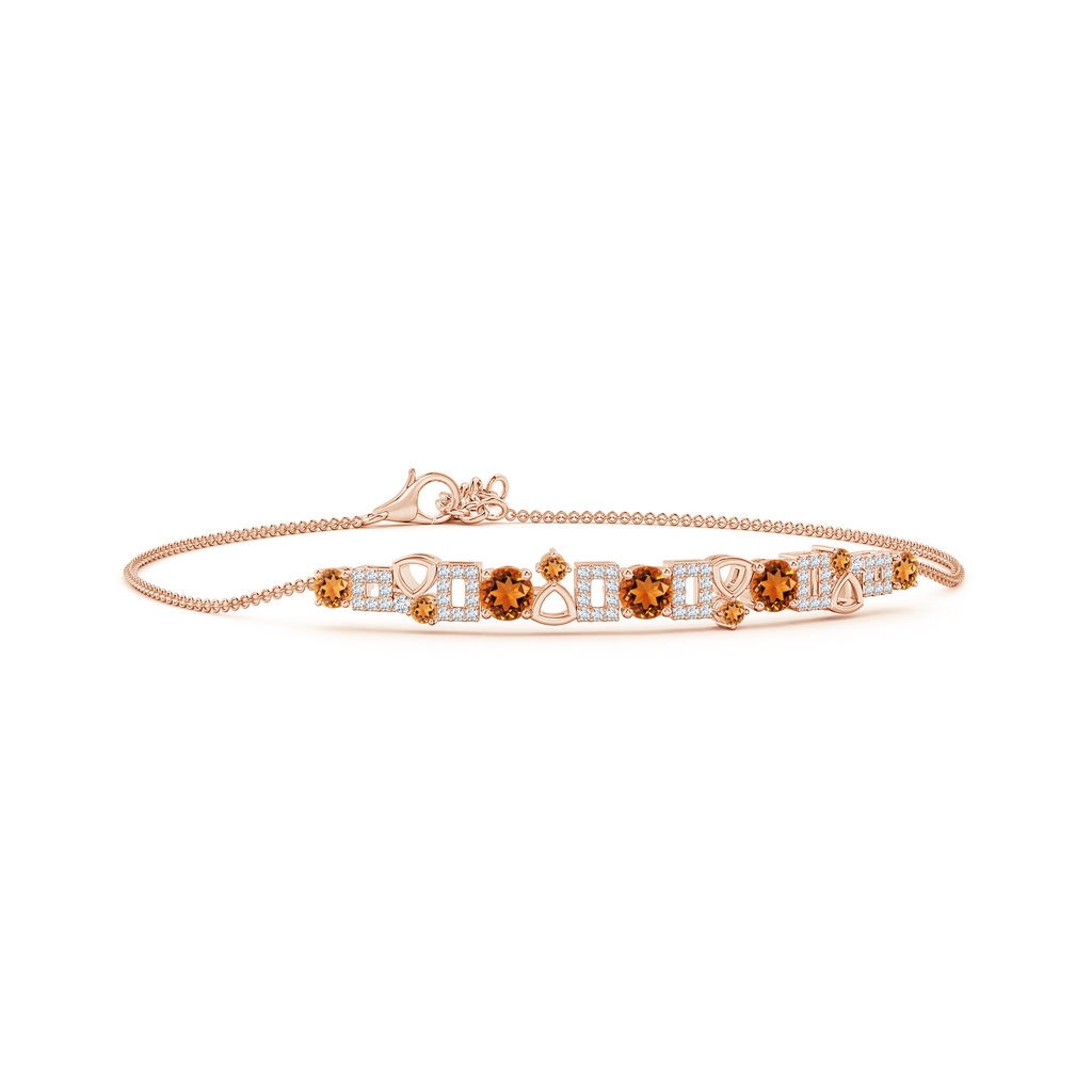 4mm AAAA Dispersed Citrine Multi-Shape Scorpio Bracelet with Diamonds in Rose Gold