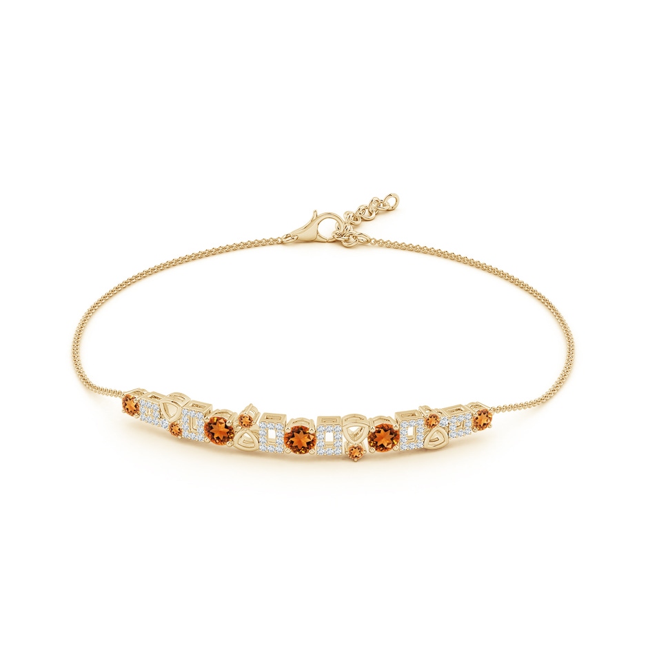 4mm AAAA Dispersed Citrine Multi-Shape Scorpio Bracelet with Diamonds in Yellow Gold Side-1