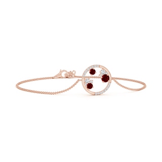 4mm AAAA Dispersed Ruby and Diamond Cancer Circle Bracelet in 10K Rose Gold