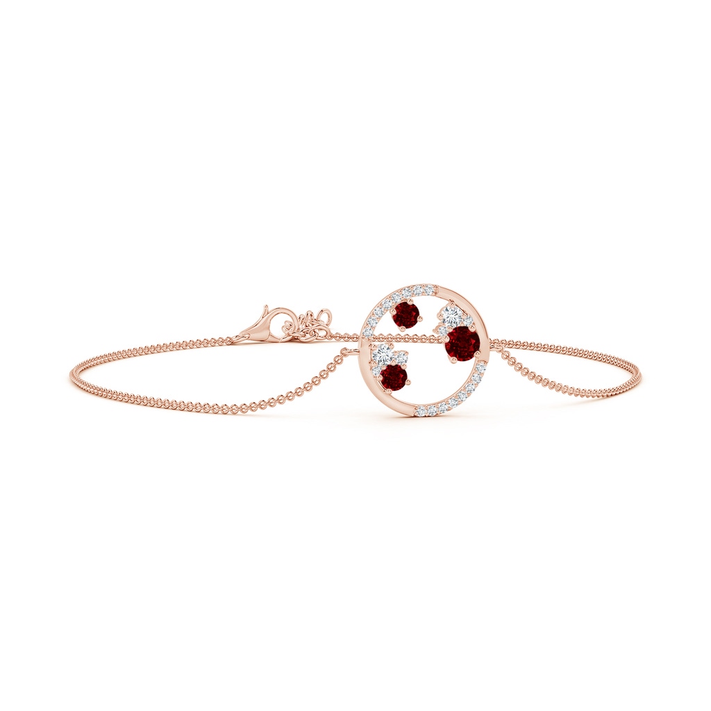 4mm AAAA Dispersed Ruby and Diamond Cancer Circle Bracelet in Rose Gold