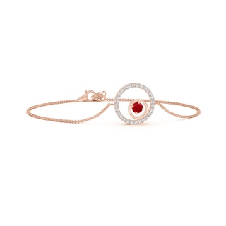 4mm AAA Ruby and Diamond Circle Cancer Bracelet in Rose Gold