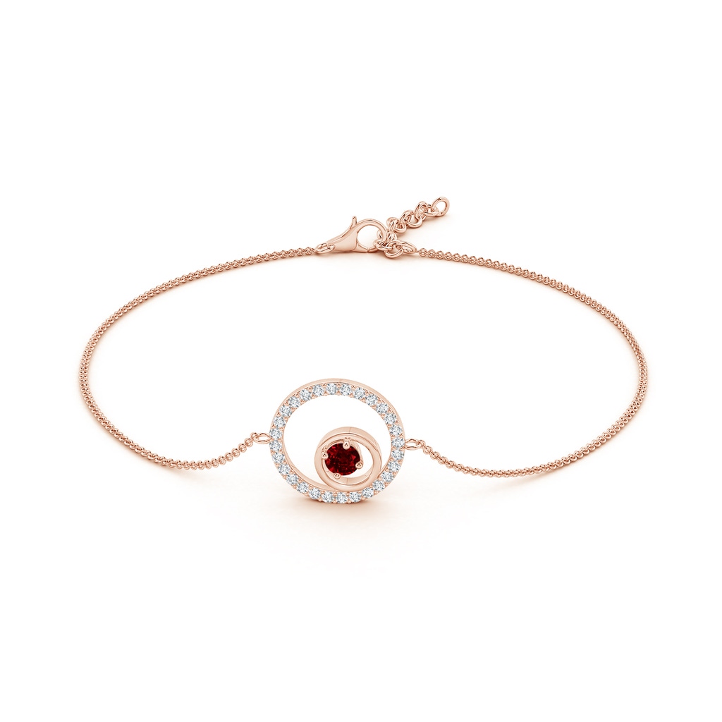 4mm AAAA Ruby and Diamond Circle Cancer Bracelet in Rose Gold Side-1