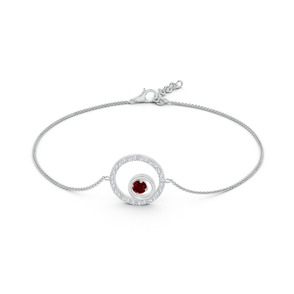 4mm Lab-Grown Ruby and Diamond Circle Cancer Bracelet in White Gold side-1