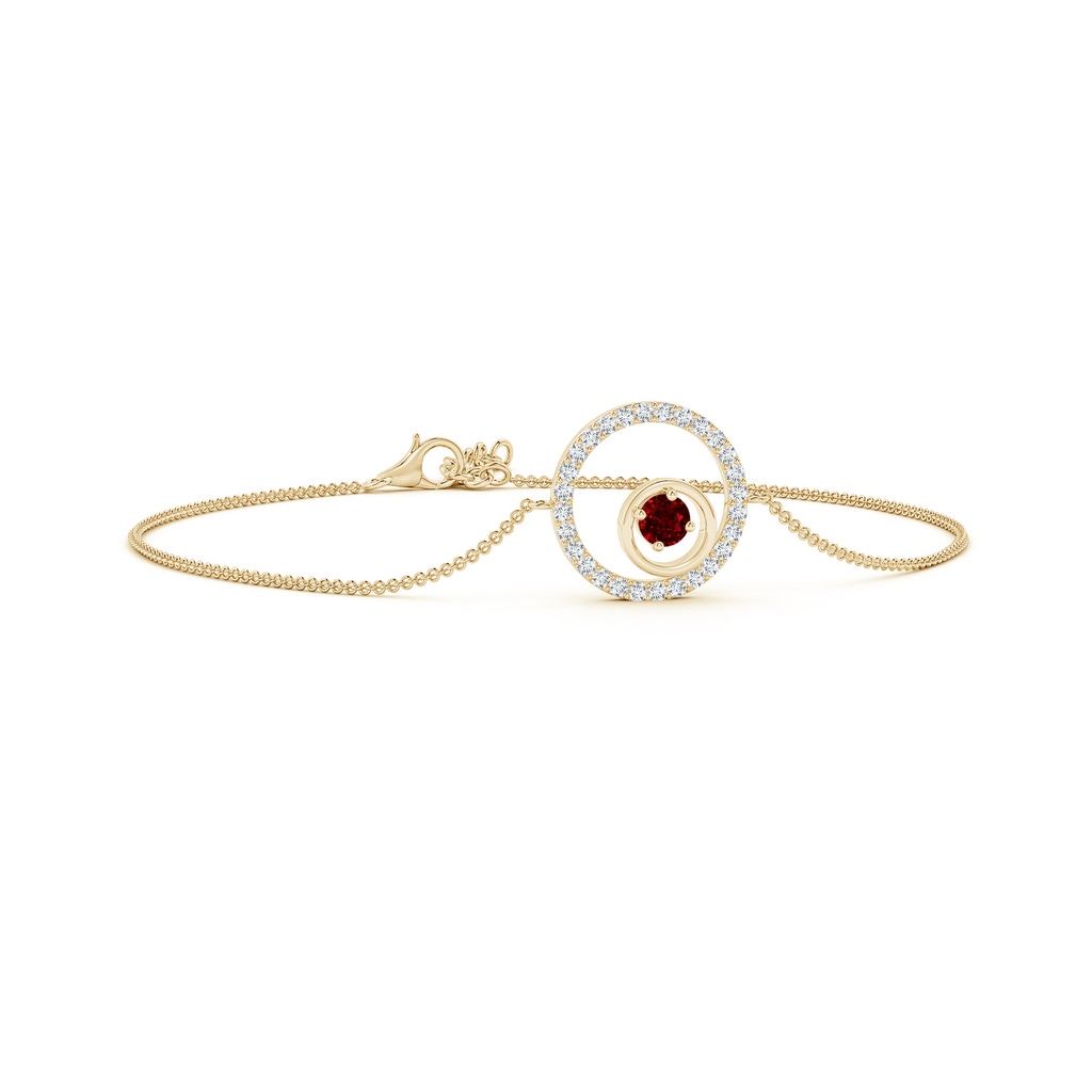 4mm AAAA Ruby and Diamond Circle Cancer Bracelet in Yellow Gold