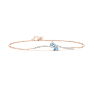 5x3mm AAA Pear and Trillion Aquamarine Pisces Bracelet with Diamonds in 10K Rose Gold