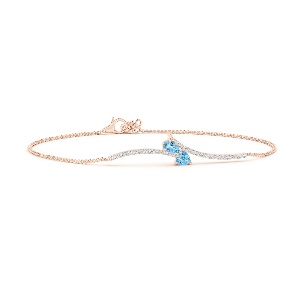 5x3mm AAAA Pear and Trillion Aquamarine Pisces Bracelet with Diamonds in Rose Gold 