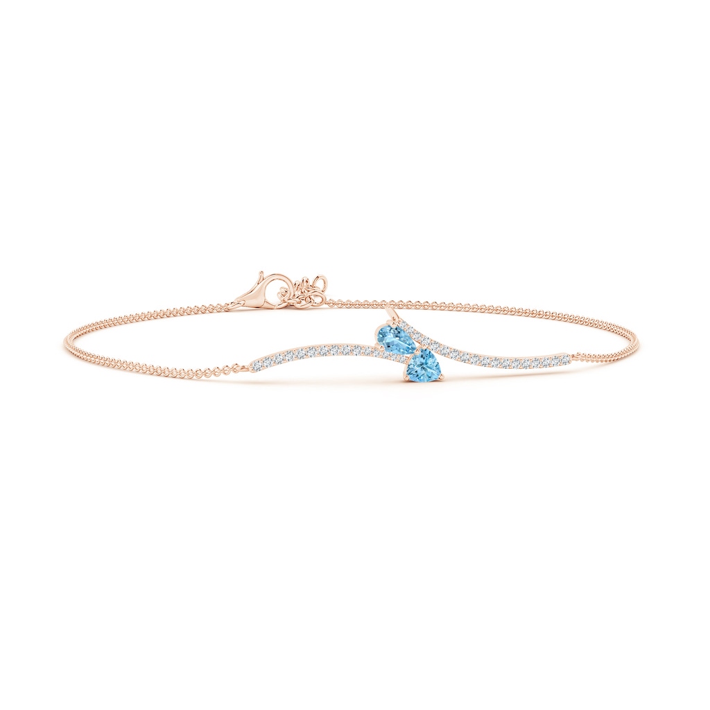 5x3mm AAAA Pear and Trillion Aquamarine Pisces Bracelet with Diamonds in Rose Gold