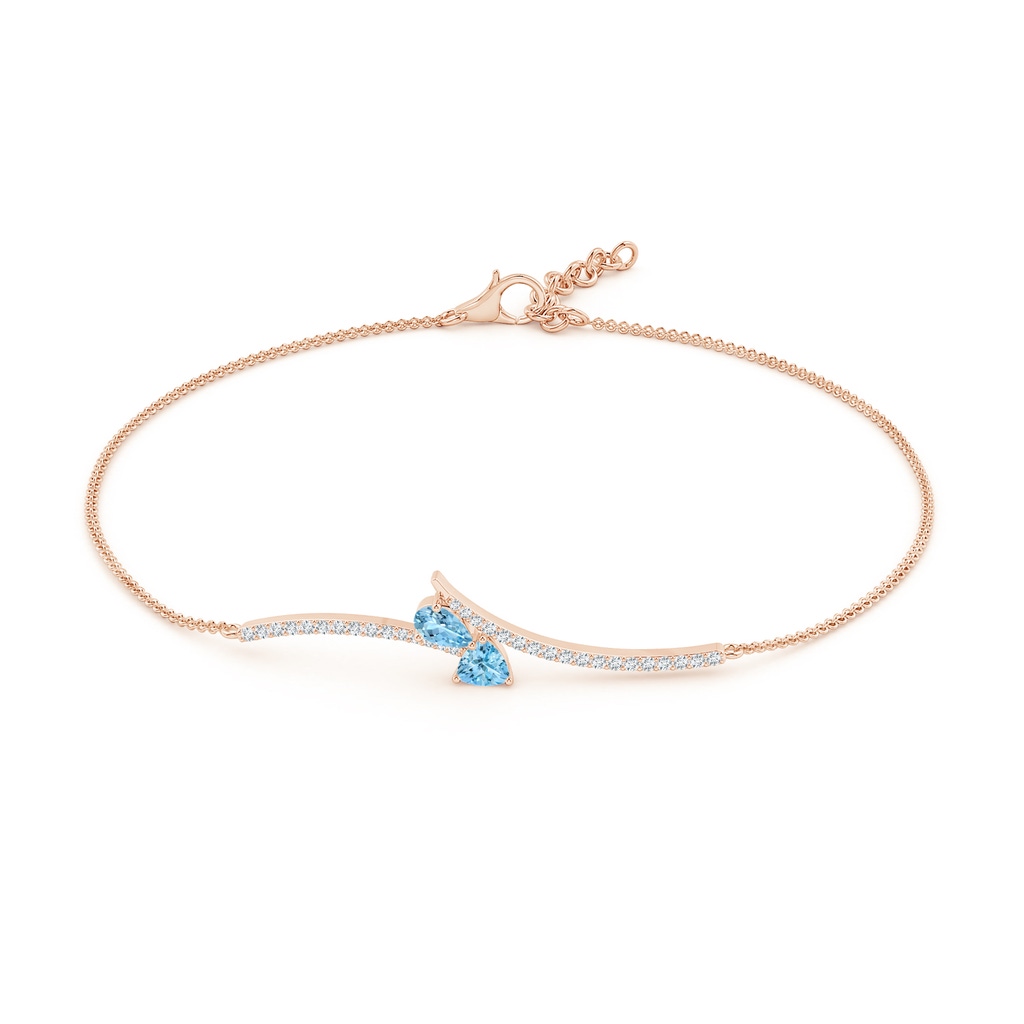 5x3mm AAAA Pear and Trillion Aquamarine Pisces Bracelet with Diamonds in Rose Gold Side-1