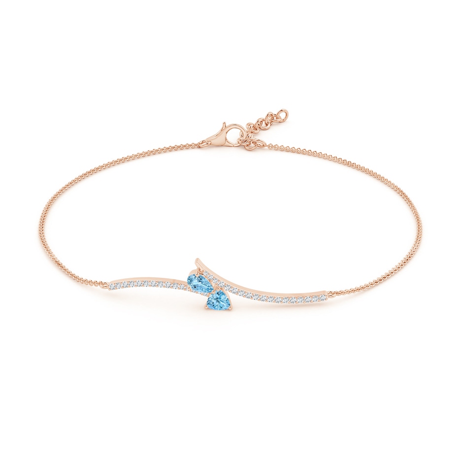 5x3mm AAAA Pear and Trillion Aquamarine Pisces Bracelet with Diamonds in Rose Gold side-1