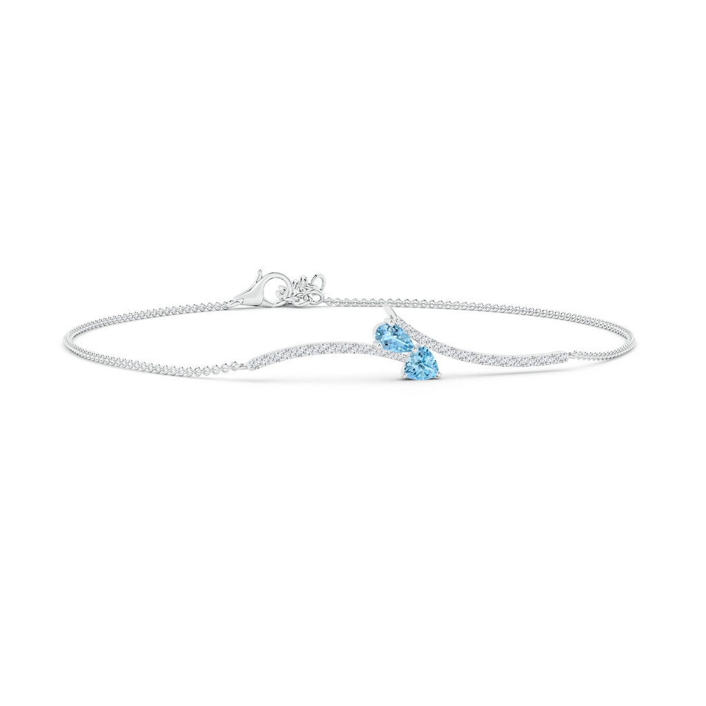 5x3mm AAAA Pear and Trillion Aquamarine Pisces Bracelet with Diamonds in White Gold