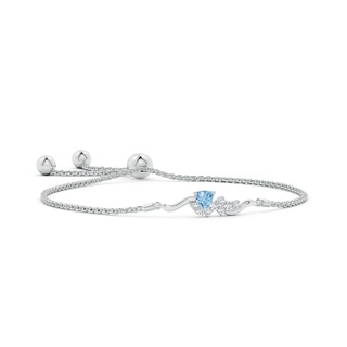 4mm AAA Trillion Aquamarine Pisces Bolo Bracelet with Diamond Clustre in White Gold