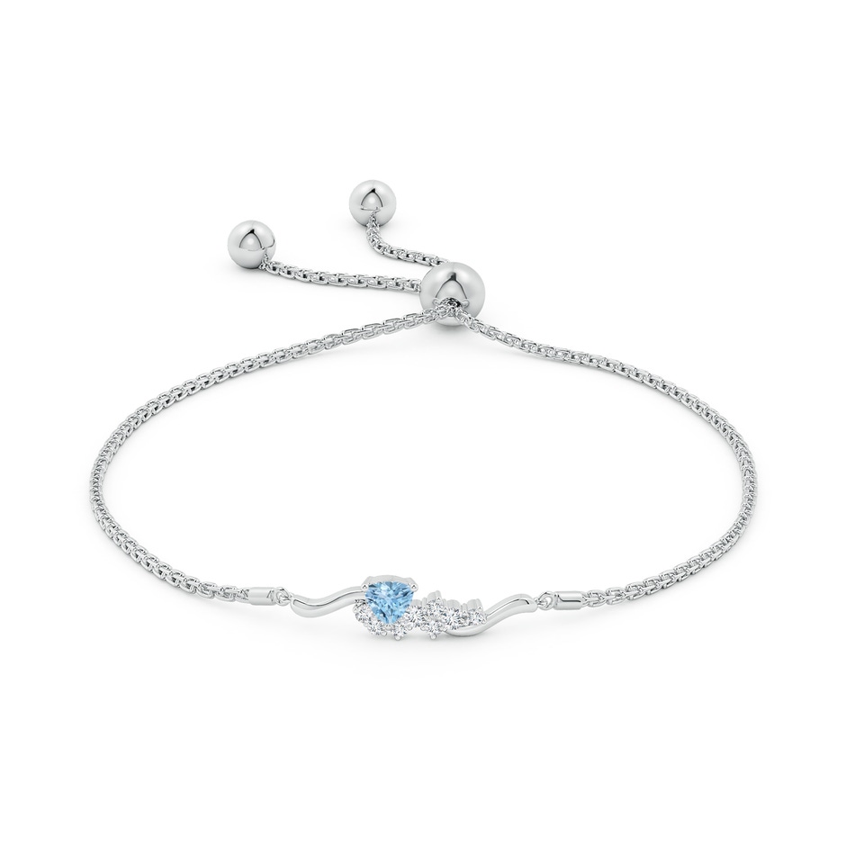 4mm AAA Trillion Aquamarine Pisces Bolo Bracelet with Diamond Clustre in White Gold side-1