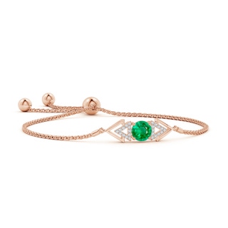 6mm AAA Round Emerald Intersecting Triangle Taurus Bolo Bracelet in Rose Gold