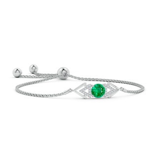 6mm AAA Round Emerald Intersecting Triangle Taurus Bolo Bracelet in White Gold