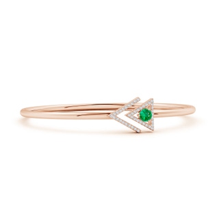 4mm AAA Emerald and Diamond Taurus Triangular Open Cuff Bracelet in Rose Gold