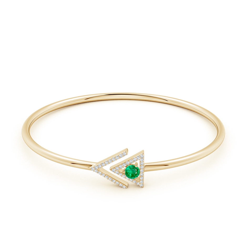 4mm AAA Emerald and Diamond Taurus Triangular Open Cuff Bracelet in Yellow Gold side-1