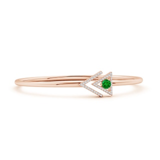 4mm AAAA Emerald and Diamond Taurus Triangular Open Cuff Bracelet in Rose Gold