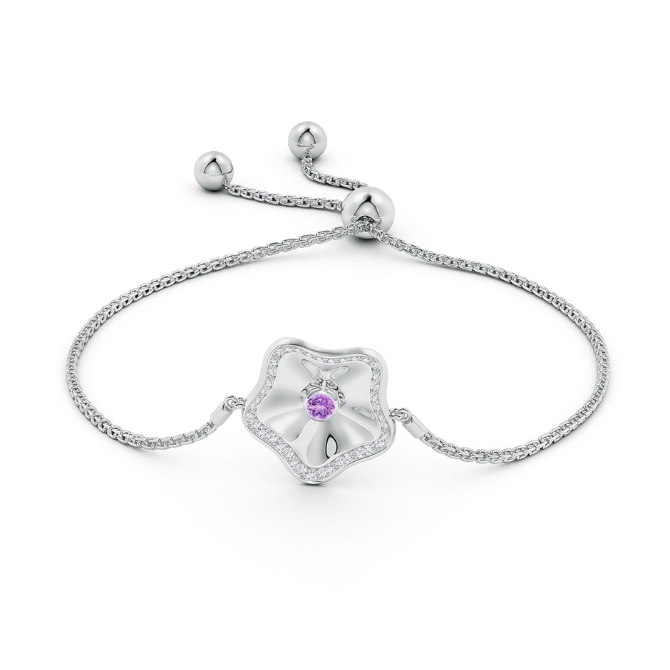 3mm AAA Bezel-Set Amethyst Aquarius Floral Bolo Bracelet in White Gold side-1