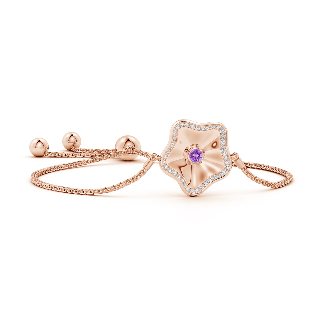 3mm AAAA Bezel-Set Amethyst Aquarius Floral Bolo Bracelet in Rose Gold